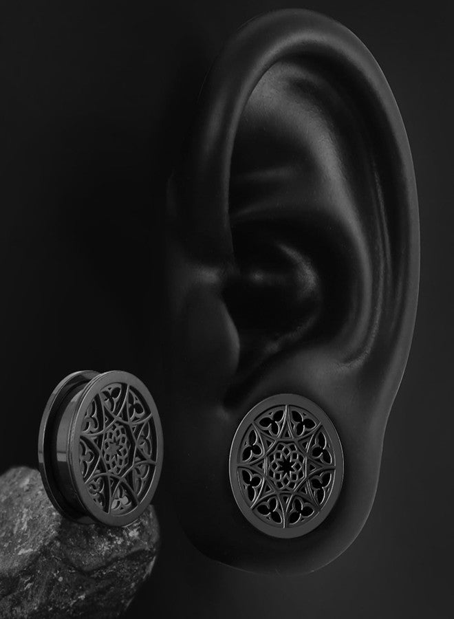Earblity 2 PCS Black Figure Gauges for Ears, 5/8" 16mm Hypoallergenic 316 Stainless Steel Ear Gauge Plugs for Women Men Comfy Ear Plugs Gauges Body Ear Piercing Jewelry - Image 5